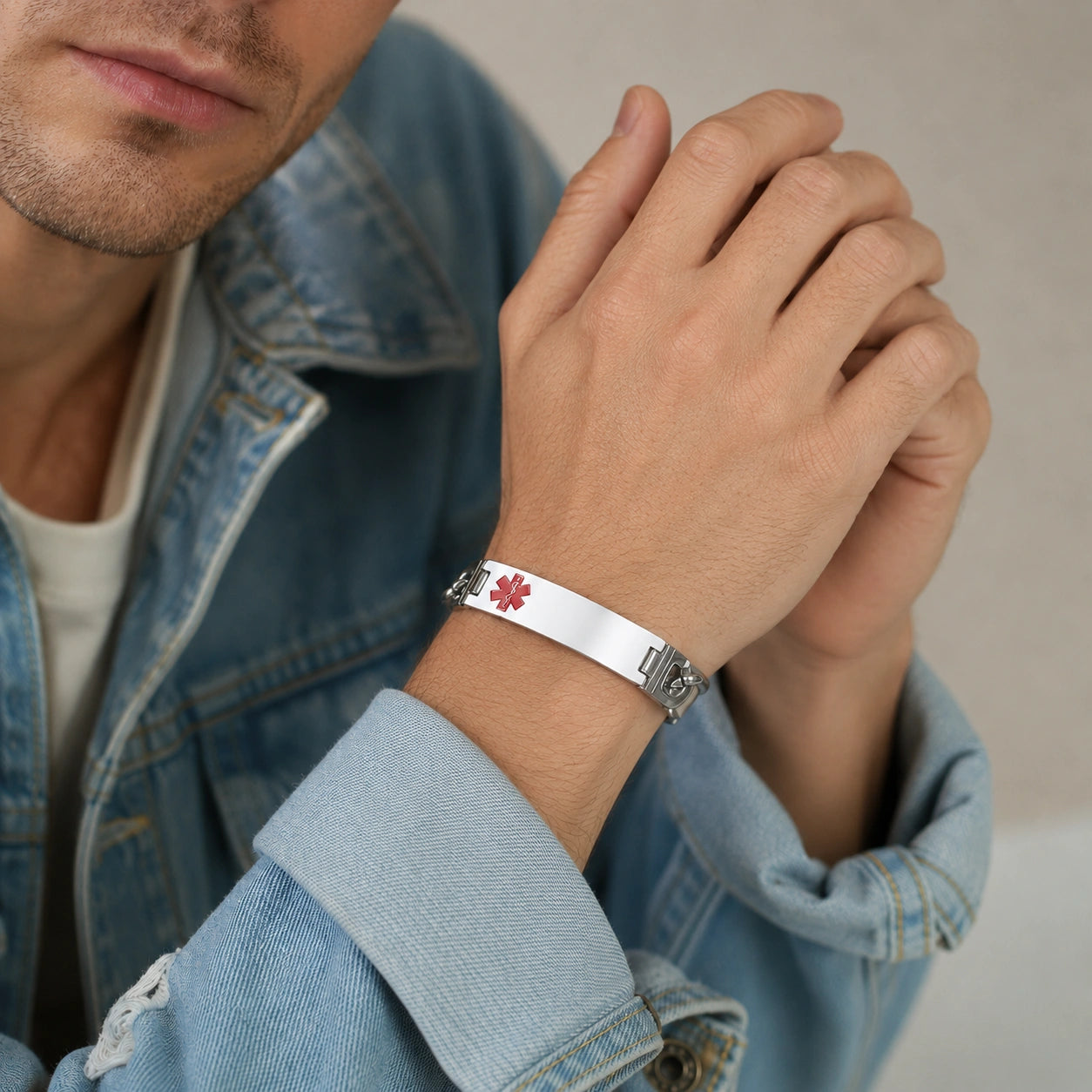 Personalized Stainless Steel Medical Alert Link Bracelet