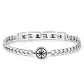 Stainless Steel Compass Medallion Cuban Link Bracelet
