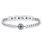 Stainless Steel Compass Medallion Cuban Link Bracelet
