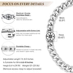 Stainless Steel Compass Medallion Cuban Link Bracelet