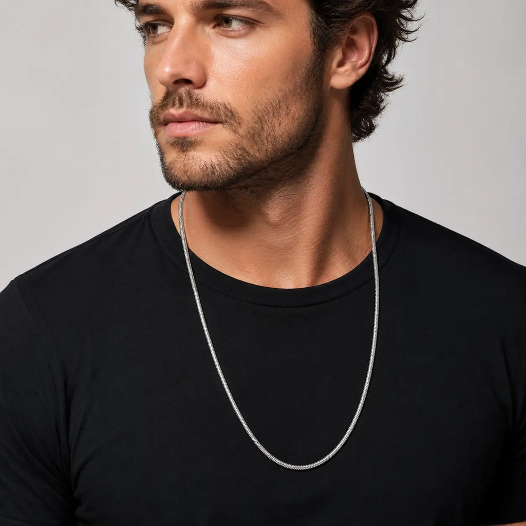 Round Snake Stainless Steel Chain Necklace
