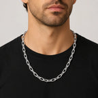 Paperclip Necklace, Diamond-Cut Stainless Steel