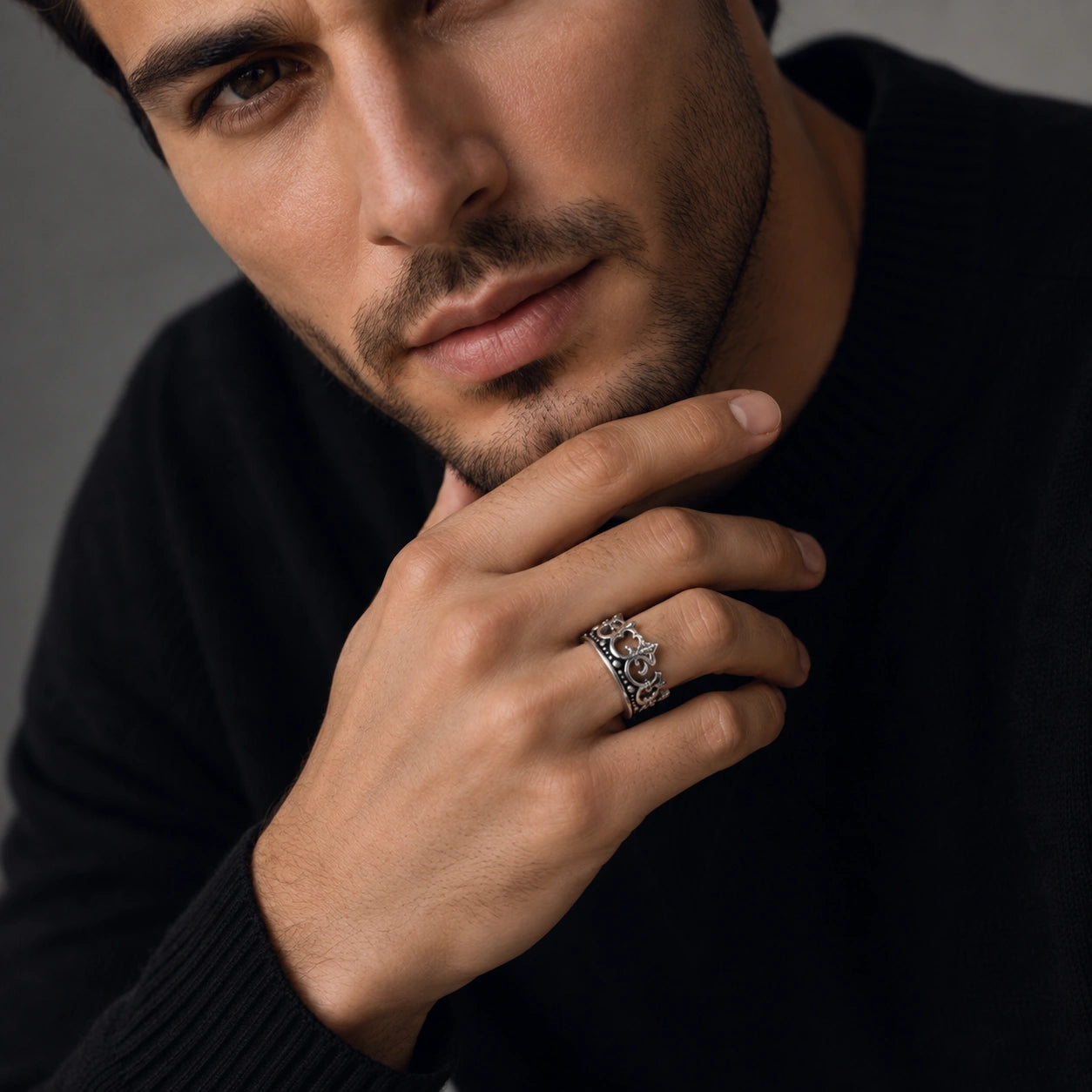 King Crown Stainless Steel Statement Ring