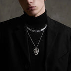Skull guitar pick holder necklace with copper pendant and stainless steel chain