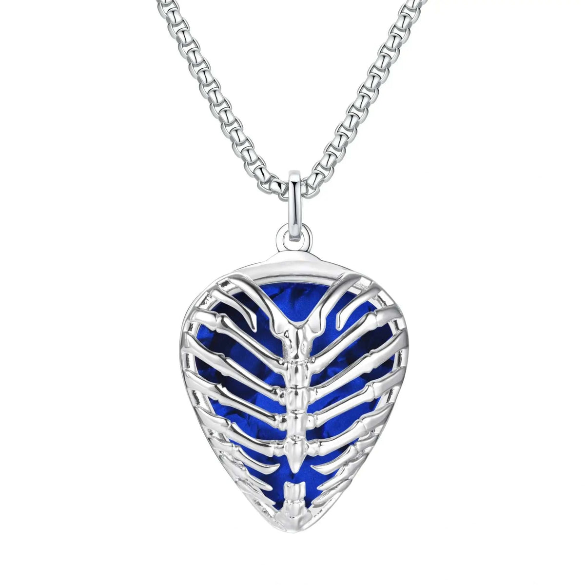 Skull pendant guitar pick holder necklace with stainless steel chain
